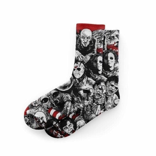 Scary Movie Socks Red Halloween Socks