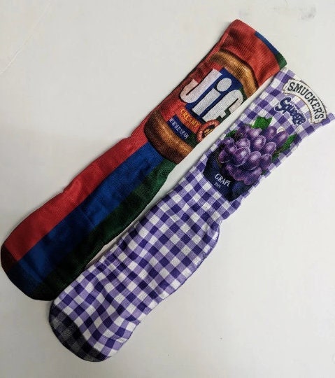 Peanut Butter and Jelly socks - funny socks - sublimation socks - PB&J Socks