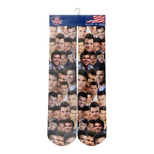Taylor Lautner Socks - Custom Celebrity Gift- Taylor Lautner Fan