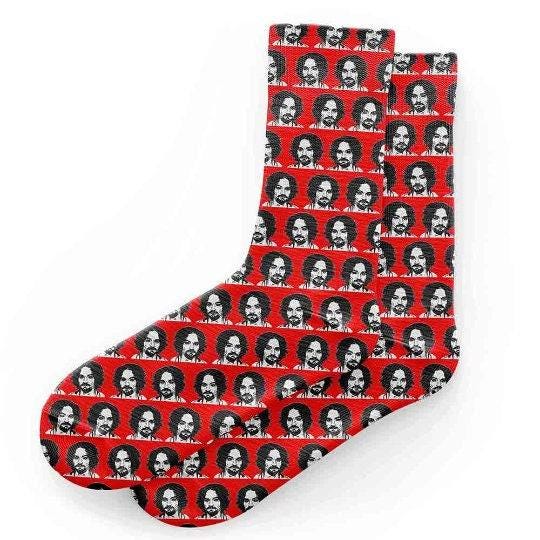 Charles Manson Socks Charles Manson One Face Red Socks